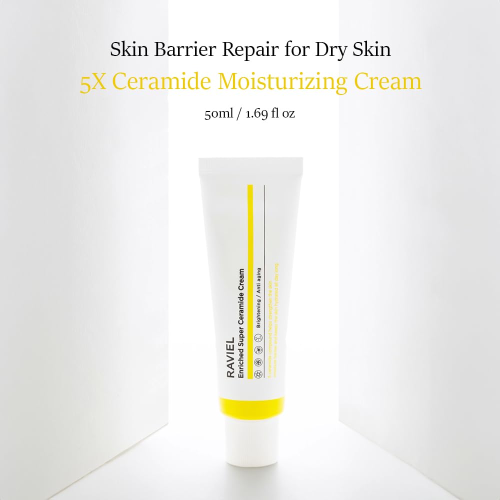 RAVIEL Enriched Super Ceramide Cream | Skin Barrier moisturizer | Hydrating Nourishing with Hyaluronic Acid, Niacinamide for Sensitive skin | Korean skin care (1.69Fl. Oz, Pack of 2)