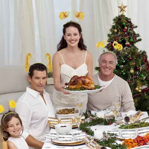 COCIDE 8Pcs Pom Pom Headbands Party Headbands Tinsel Wrapped Ponytails Headbopper Headwear for Birthday Festival