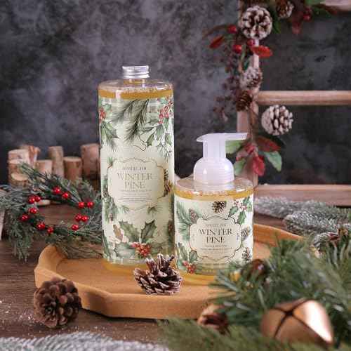 ROMIIE ZOI Christmas Foaming Hand Soap Set, Winter Pine, Gentle & Moisturizing Formula,1000 ML+500ml(Pack of 2)