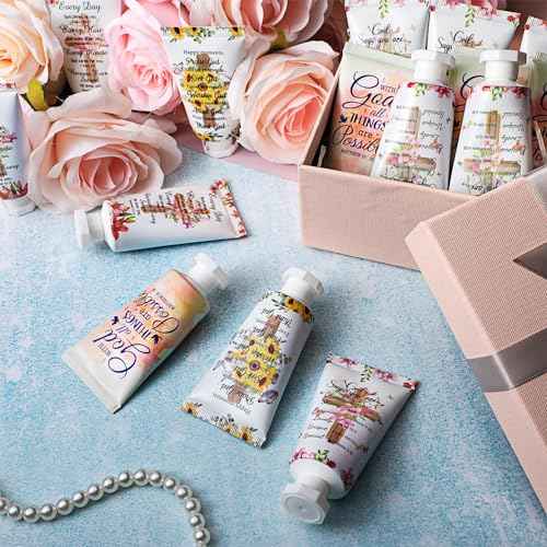 24 Pcs Christian Hand Cream Bulk Gifts for Women Bible Verse Lotion Scripture Travel Hand Lotion for Dry Cracked Bulk Christian Religious Gifts Christmas Small Gift for Mom Grandma Women (Cross Style)