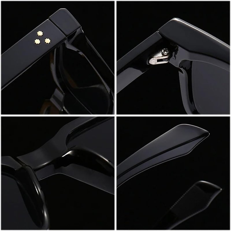 DSVIGF UV400 Square Sunglasses for Men & Women - Rivet Accents & Gray Gradient Lenses - Driving & Outdoor Shades