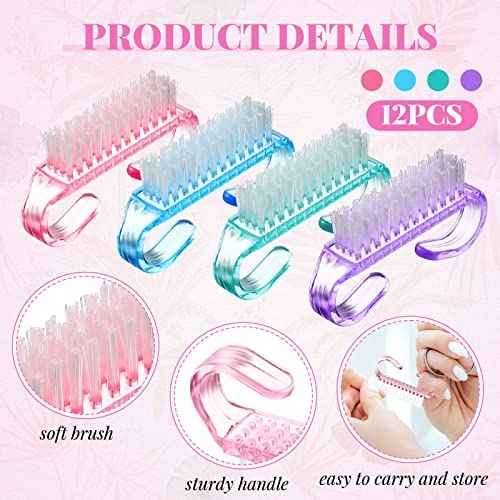 Patelai 24 Pcs Handle Grip Nail Brush Bulk Colorful Nail Scrubber Cleaner Fingernail Brushes Hand Toes Scrub Cleaning Brushes Pedicure Scrubbing Tool for Men and Women, Multicolor Brush