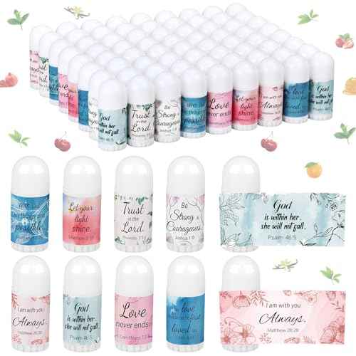 72 Pcs Christian Mini Lip Balm Bulk Gift, 8 Flavors, Moisturizing for All Skin Types, Gift for Operation Christmas, Christian Charity Donation Supplies