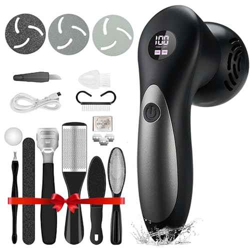 Electric Feet Foot Callus Remover Equipped with A Vacuum System Foot Scrubber 17 in 1 Professional Foot Care Tool Ipx6 Waterproof Rating for Removing Hard Cracks Dryness and Dead Skin (Black)
