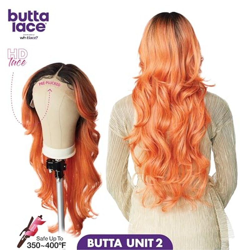 Sensationnel Butta Lace Wigs - Unit 2 Extra Wide 5 Inch Deep Parting Synthetic Preplucked Hairline Glueless Lacefront (1B OFFBLACK)
