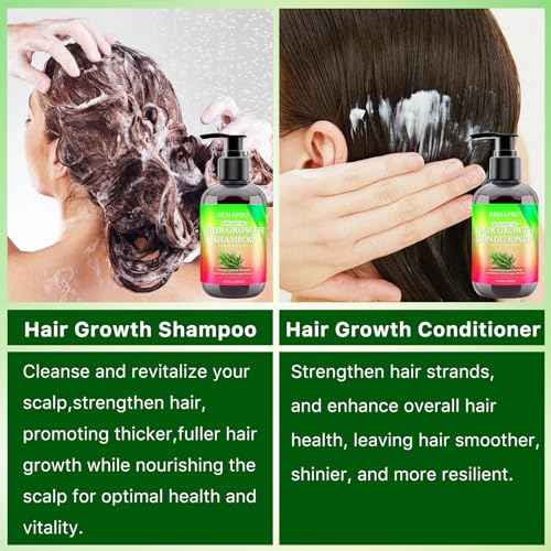 Hair Growth Shampoo and Conditioner Set w/Heat Protectant Spray,Rosemary Biotin Keratin Argan Oil Sulfate Free Routine Hair Growth Products for Thinning Hair & Hair Loss,Birthday Gifts for Women Men