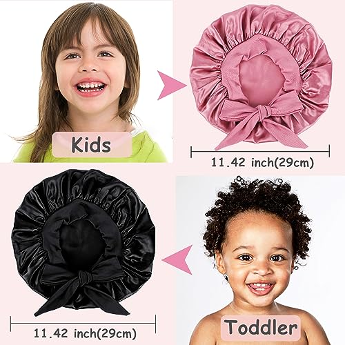 2 PCS Kids Bonnets for Girls,Silk Bonnet for Kid Sleeping,Toddler Bonnet for Curly Hair