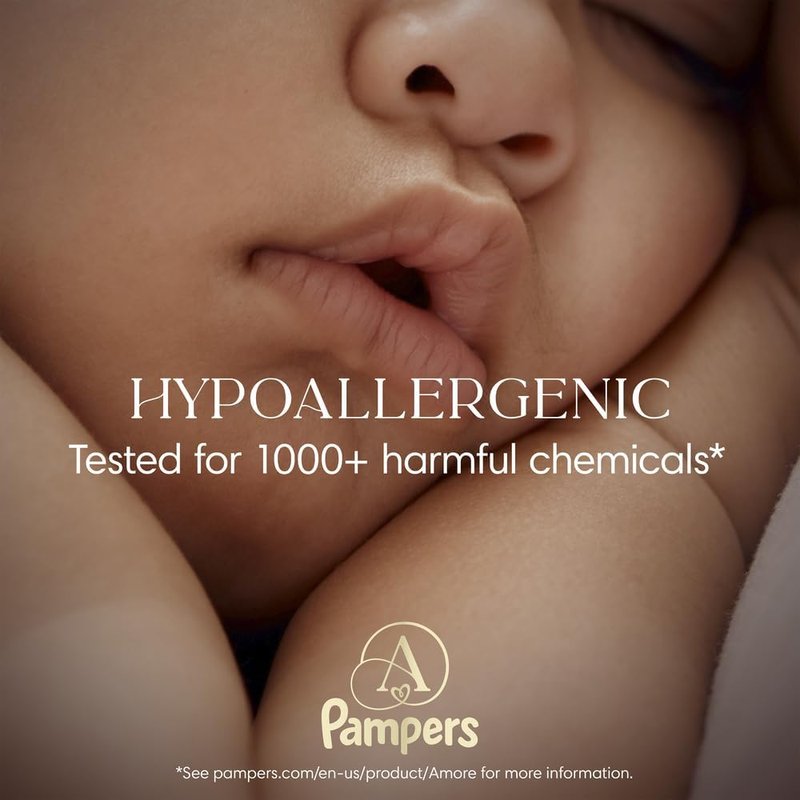 Pampers Amore Diapers - Size 2 (10-22 lbs) | Hypoallergenic, Fragrance-Free & Ultra-Soft