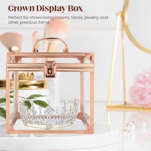 Crown Box, Clear Makeup Case,Cosmetic Organizer, Large Capacity Transparent Acrylic Artists Display Case for Vanity,Bathroom Counter or Dresser