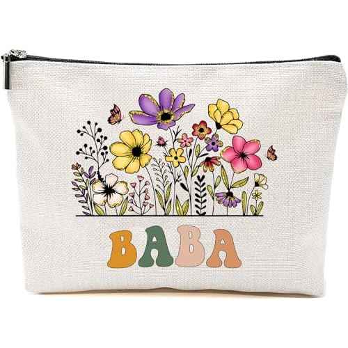 Baba Wildflowers Gifts For Mother's Day Makeup Bags - Baba Flower Gift Bags - Mom Birthday Gifts - Travel Cosmetic Bag For Birthday