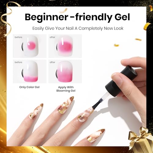Beetles Blooming Gel 15ml Clear Uv Led Blossom Christmas Nails Gel Polish for Spreading Effect Marble Natural Stone Watercolor Floral Print Soak off Diy Nail Art Design Manicure Gift for Women