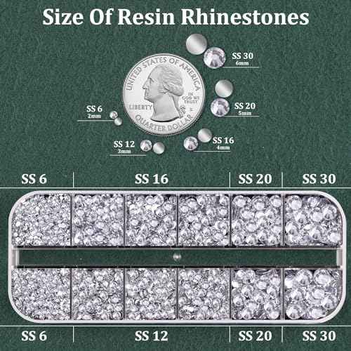 Resin Rhinestones for Crafting with B7000 Jewelry Glue, 1 Box Clear Flatback Crystals with 3Pcs 10ml Glue for Bedazzling Crafts DIY Nail Art Makeup£¬Non Hotfix Gems for Clothing Shoes