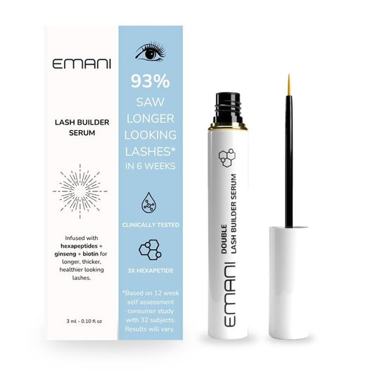 EMANI Eyelash Growth Serum by Emani - Clinically Tested for Longer, Thicker, Fuller Lashes in 6–8 Weeks - Hexapeptide, Biotin & Ginseng Formula, Safe for Extensions, 0.10 Fl. Oz.