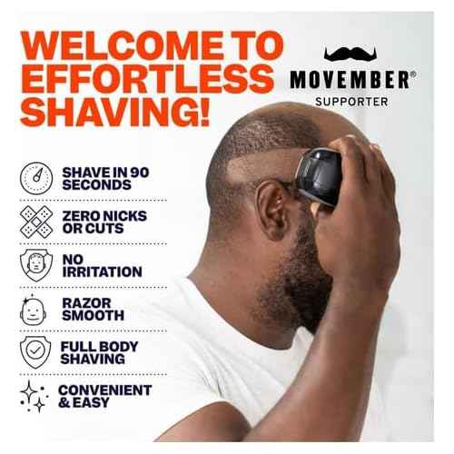 Freebird FlexSeries Electric Head & Body Hair Shaver - Mens Cordless Rechargeable Wet/Dry Skull Bald Head Back & Groin Waterproof Razor with Rotary Blades, Clippers, Nose Trimmer, Brush, Massager