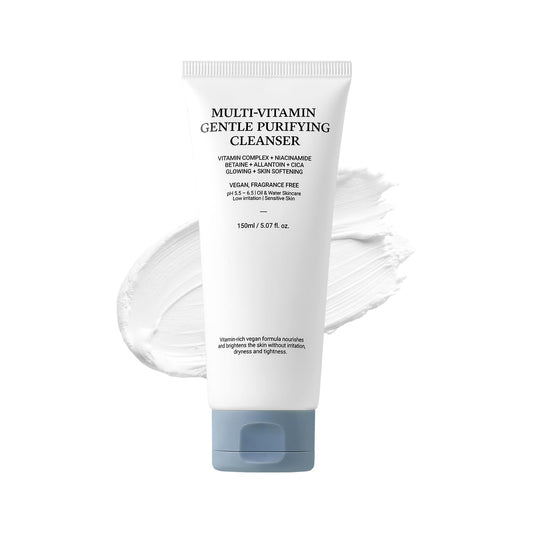 ASNO Multi Vitamin Gentle Purifying Cleanser 150ml – Low pH Vegan Face Wash for Sensitive Skin, Hydrating Deep Cleanse with Fine Bubble, Lemon + Niacinamide + Centella Asiatica, Korean Skincare