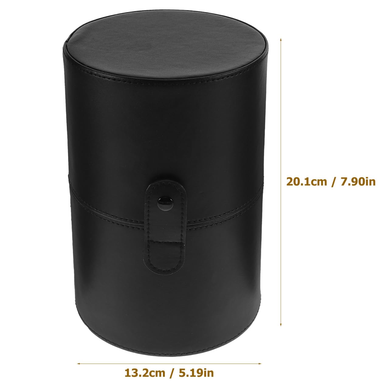 Portable Makeup Brush Holder with Lid - Elegant Pu Leather Makeup Bag Black Brush Organizer for Travel Compact Storage Bucket with Buckle Protective Lid, Easy to Clean, 7.9in X 5.19in