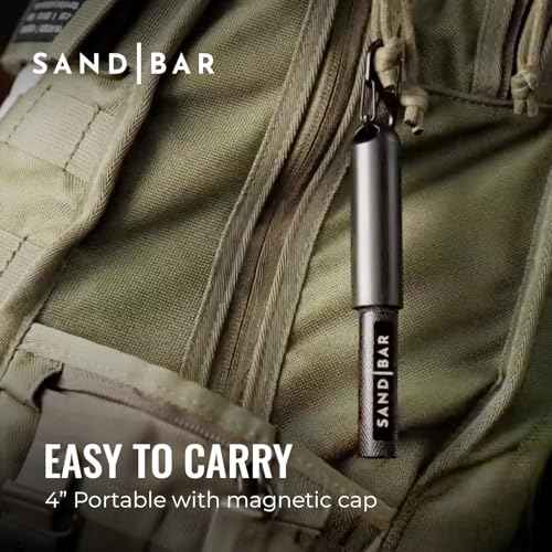 SandBar Callus Removal, Hand Callus Remover Salve Balm Stick for Working Hands, Lightweight Dead Skin Remover Tool Grit Surface, Knurled Handle, Magnetic Cap Hand File 4" - Black