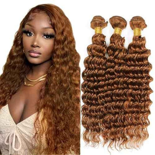 Condescension Brazilian Human Hair Bundles 24 26 28 Inch Deep Wave 3 Bundles Human Hair 100% Unprocessed Remy Brazilian Virgin Weave Hair Dark Brown 30 for Women