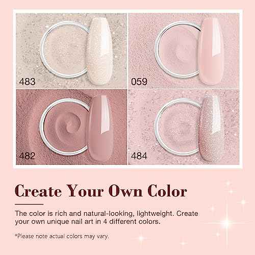 AZUREBEAUTY Dip Powder Nail Kit Starter, All Season Nude Skin Glitter 4 Colors Dipping Powder Liquid Set Recycling Tray with Base & Top Coat Activator for French Nail Art Manicure Salon DIY at Home.