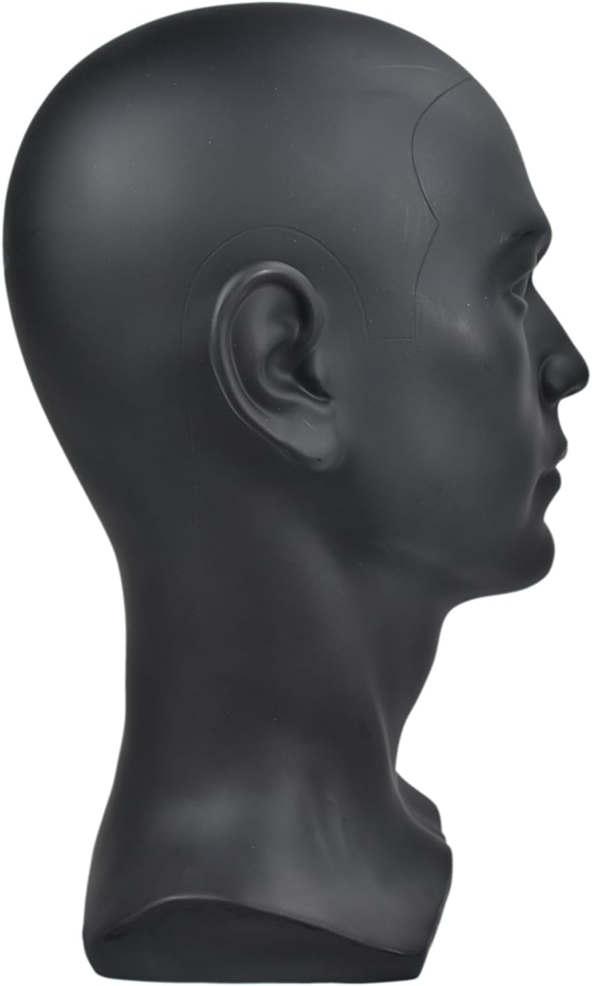 Professional PVC Male Mannequin Head - Display for Headphones, Wigs, Hats & Glasses | Ideal Training Model (L30YH)