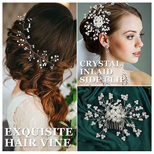 Elegant 64-Piece Wedding Hair Accessories Set - Includes Rhinestone Hair Sticks, Pearl Pins, Crystal Combs, Pearl Vine, and U-Shaped Clips (Classic Style)