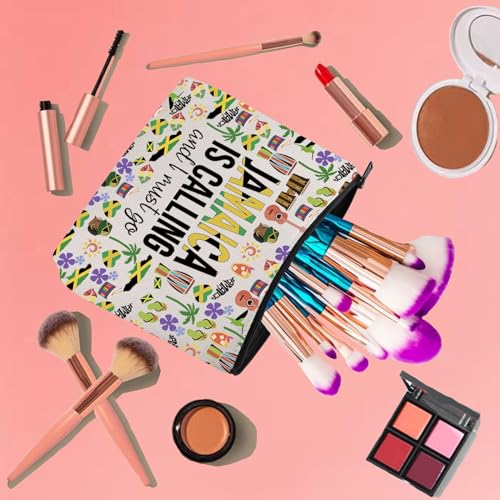 KUIYAI Jamaica Vacation Makeup Bag for Lovers - Cosmetic Travel Gift for Girls Trip - Souvenir for Travelers (JamaicaMakeup)