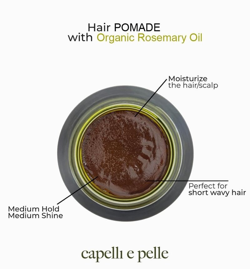 capelli e pelle Rosemary Hair Pomade for Black Men & Women – Medium Hold & Shine, Moisturizing Hair Grease for Waves, Braids & Dreadlocks, Scalp Care & Hair Growth Styling (100ml)