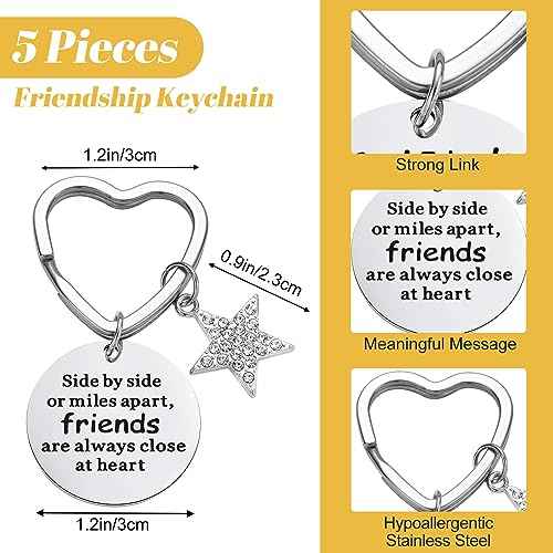 Kenning 10 Pieces Friendship Gifts for Women 5 Pcs Funny Friend Makeup Bag 5 Pcs Good Friends Are Like Stars Friendship Keychain Cute Star Keychain Birthday Presents Graduation Gift for Women BFF Teen