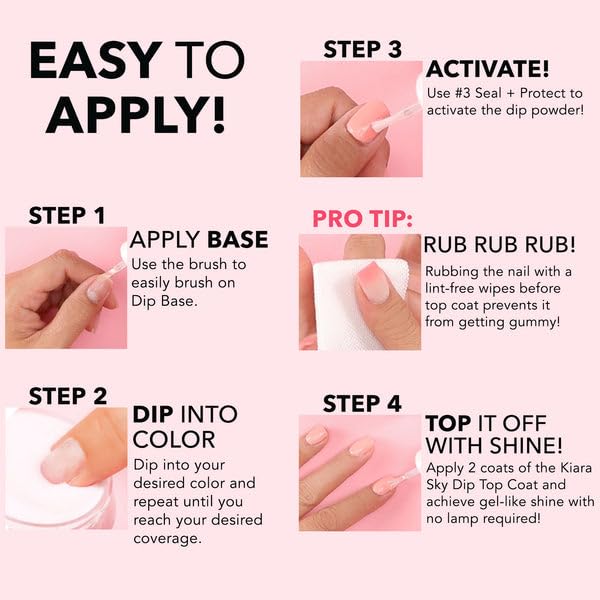 Kiara Sky Liquid Dip Kit - Essential Steps 1-4 for Dipping Manicures | 4 Full-Size Bottles