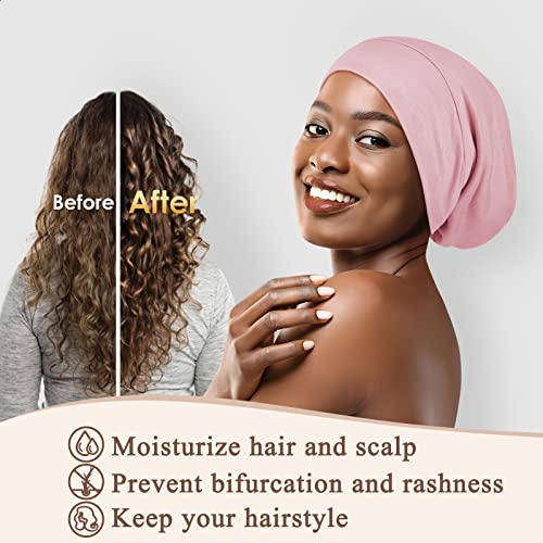 OLESILK 100% Mulberry Silk Bonnet for Sleeping Women, Silk Hair Wrap for Sleeping, Silk Sleep Bonnet for Women&Men, Real Silk, Not Satin Pink