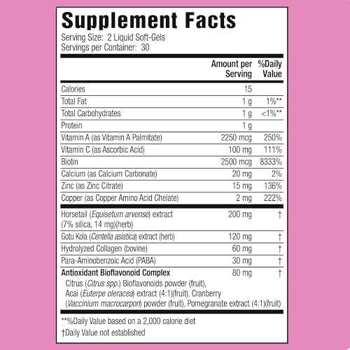 Applied Nutrition Longer Stronger Hair & Nails - 60 Liquid Soft-Gels - Biotin, Silica & Collagen - 30 Servings