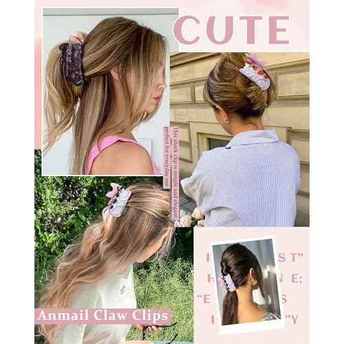 Molans 3Pcs Animal Claw Clips for Women, Small Cat Clips for Girls, Cute Hair Clamp Accessories Gift for Birthday Party