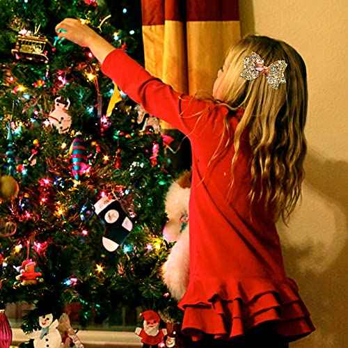 8pcs Christmas Hair Clip Glitter Sequined Christmas Santa Bow Clips Christmas Tree, Snowflower Elk Bow Hair Barrettes Hairpin Christmas Tree Accessories Christmas Birthday Gifts for Girls Women Toddlers