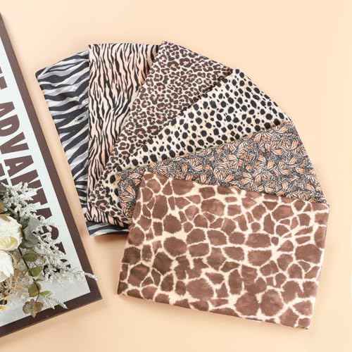 Cobahom 6Pcs Wide Headbands for Women Non Slip Soft Fabric Hair Wrap Boho Head Bands Elastic Sport Hair Bands for Workout Yoga Running (Animal Pattern)