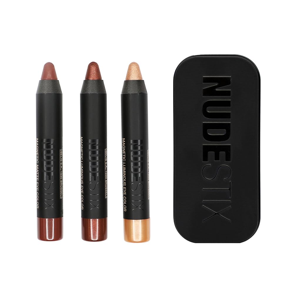 Nudestix Mini Nude Metallic Berry Eye Kit - 3-Piece Cream Eyeshadow & Eyeliner Set for Long-Lasting Color | Rich Berry Shades