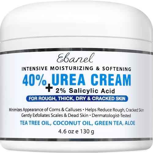 Ebanel Urea Cream 40% plus Salicylic Acid 2%, Foot Cream for Dry Cracked Heels Feet Knees Elbows Hands, Foot Dead Skin Cuticle Callus Remover Toenail Softener, Keratolytic Skin Barrier Repair