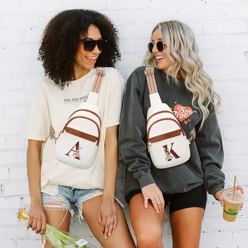 Christmas Birthday Gifts for Women Mom Wife Crossbody Bags Sling Bag Fanny Packs for Women with Initial Chest Bag