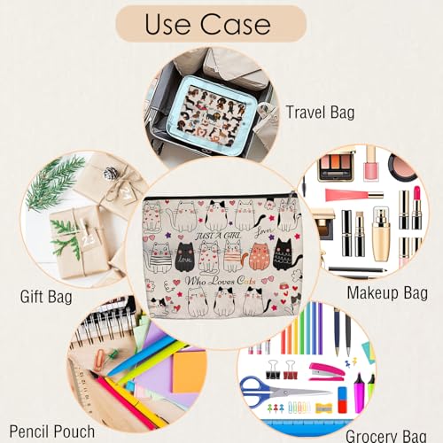 Cat Makeup Bag for Women - Lightweight Travel Pouch with Lining, High-definition, Double-Sided Printed, Funny Cat Gift Bags for Birthday & Christmas Gifts