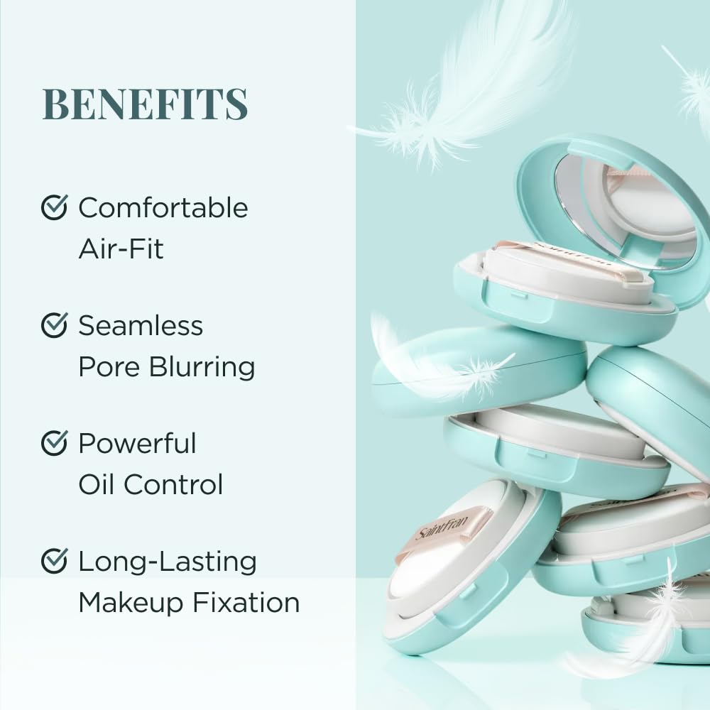 SaintFran Paris X Seoul SKIN FINISH POWDER 0.21 oz. Weightless Breathable Powder, Seamless Pore Blurring finish and texture correction, Superior pore minimizing for All Day Oil Control, K-Beauty