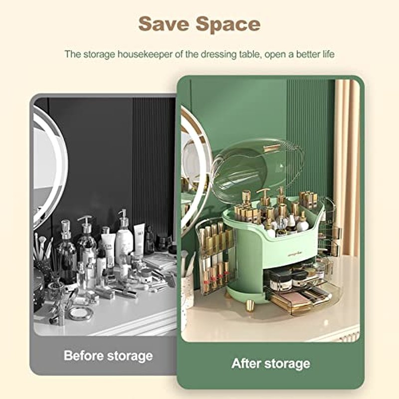 Ergocar Portable Light Luxury Series Multi-Function Lipstick, Make Up Box Dustproof Cosmetics Skin Care Products Storage, Jewelry Organizer Case - Green