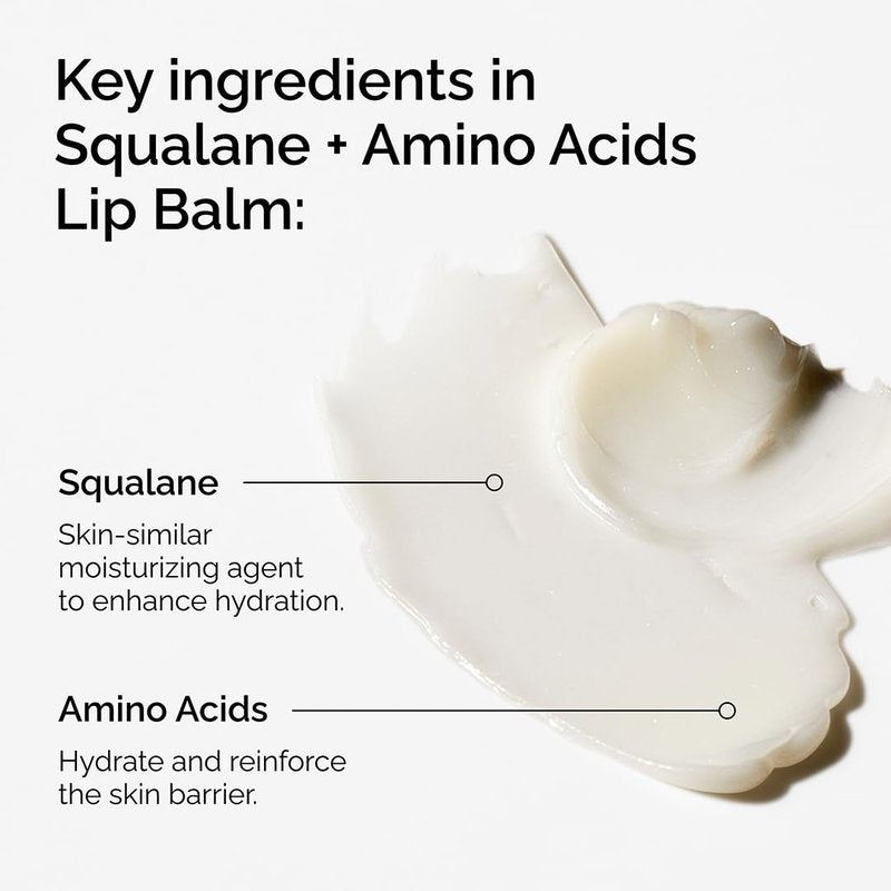 The Ordinary Squalane + Amino Acids Hydrating Lip Balm, for Lips, Elbows, and Cuticles, 0.5 Fl Oz,(Pack of 2)