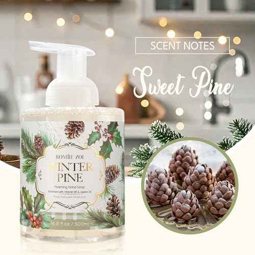 ROMIIE ZOI Christmas Foaming Hand Soap with Gift Box- Winter Pine, Infused with Sweet Pine- 500ml/ 16.8oz