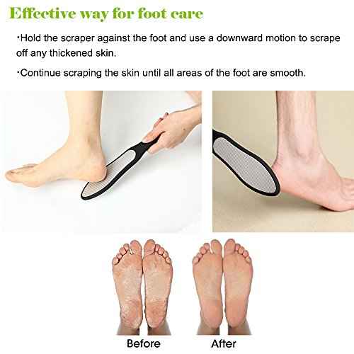 BEZOX Foot File (1 PCS), Double Sided Foot Scraper Callus Remover, Foot Rasp for Cracked Heel and Foot Corn Removal, Stainless Steel Pedicure File W/Cloth Storage Bag