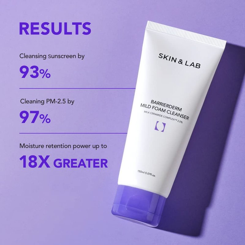 [SKIN&LAB] Barrierderm Mild Foam Cleanser | Contains Milk Ceramide Complex | Gentle Daill Cleanser Face Wash | For All Skin Types | 5.07 fl.oz.