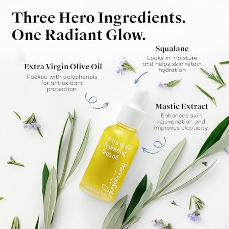 Kosterina - Extra Virgin Hydrating Face Oil ? Absorbent and Lightweight, Gentle Hydrating Formula, Promotes Youthful Skin | 1oz (30 ml)