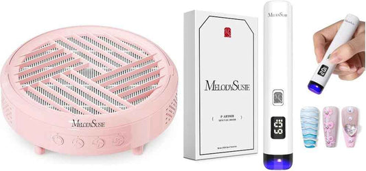 Nail Dust Collector with Handheld UV Light for Gel Nails - MelodySusie