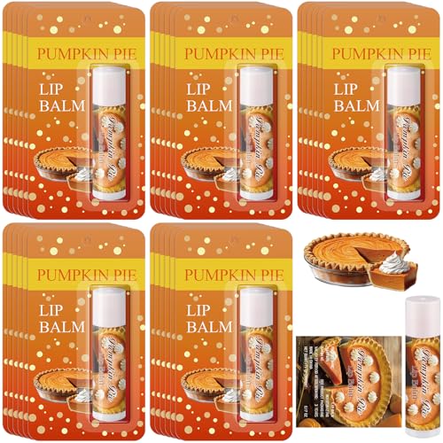 25 Pcs Halloween Fall Pumpkin Pie Flavor Lip Balms Bulk Fall Autumn Halloween Thanksgiving Pumpkin Party Favors Christmas Thank You Appreciation Gifts Stocking Stuffers for Women Employee