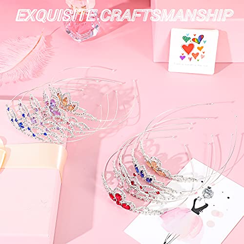 10 Pieces Girls Princess Rhinestone Crown Colorful Crystal Headband Crystal Tiara Rhinestone Princess Headband for Birthday Wedding Crown Party Prom, Little Girls, Colorful