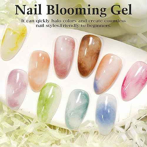 Lavender Violets 15ml Blooming Gel Nail Polish - Clear Blosom Gel Polish Soak Off for Spreading Graffiti Marble Flower Watercolor Floral Print Effects, Magical DIY Manicure A106