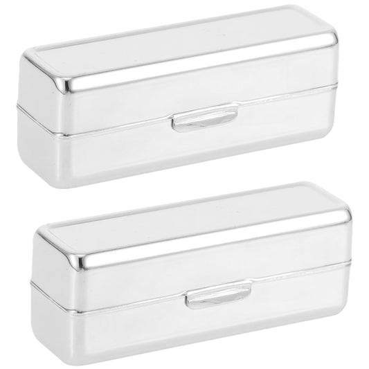 Beaupretty 2pcs Vintage Lipstick Organizer Case with Mirror Portable Makeup Storage for Lip Gloss Essential Oil Roller Elegant Retro Design for Pocket Travel